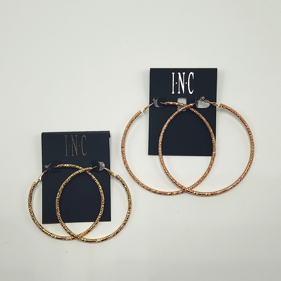 Two Pair Of I-N-C Gold Rose Gold Hoop Earrings 10$